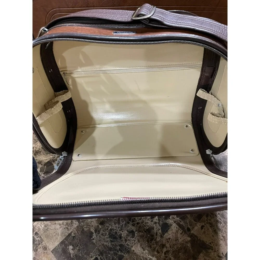 Vintage Samsonite Travel Bureau Brown Leather 3-Piece Luggage Set With Zipper Cl